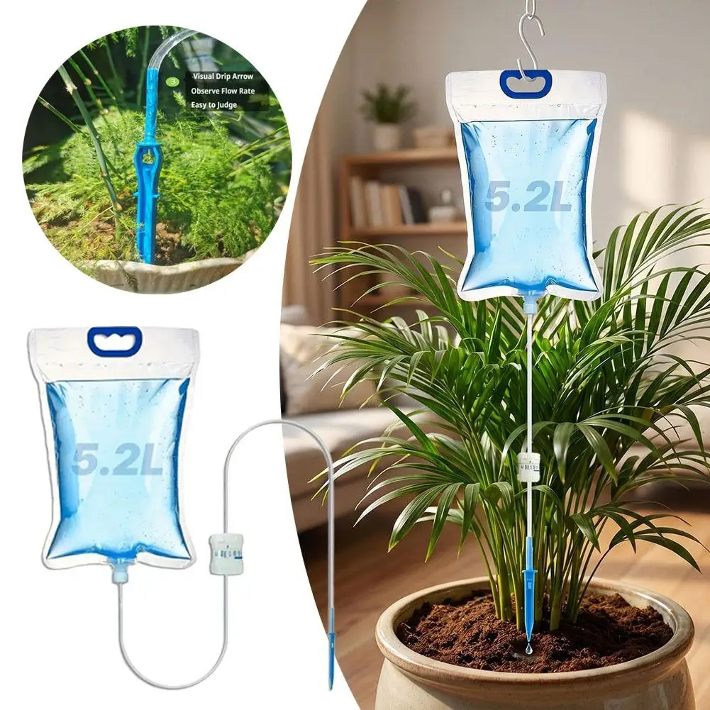 Sac d'arrosage automatique 5,2 L, système d'irrigation goutte à goutte réglable, dispositif d'arrosage paresseux pour jardin, outil d'arrosage de voyage 2026