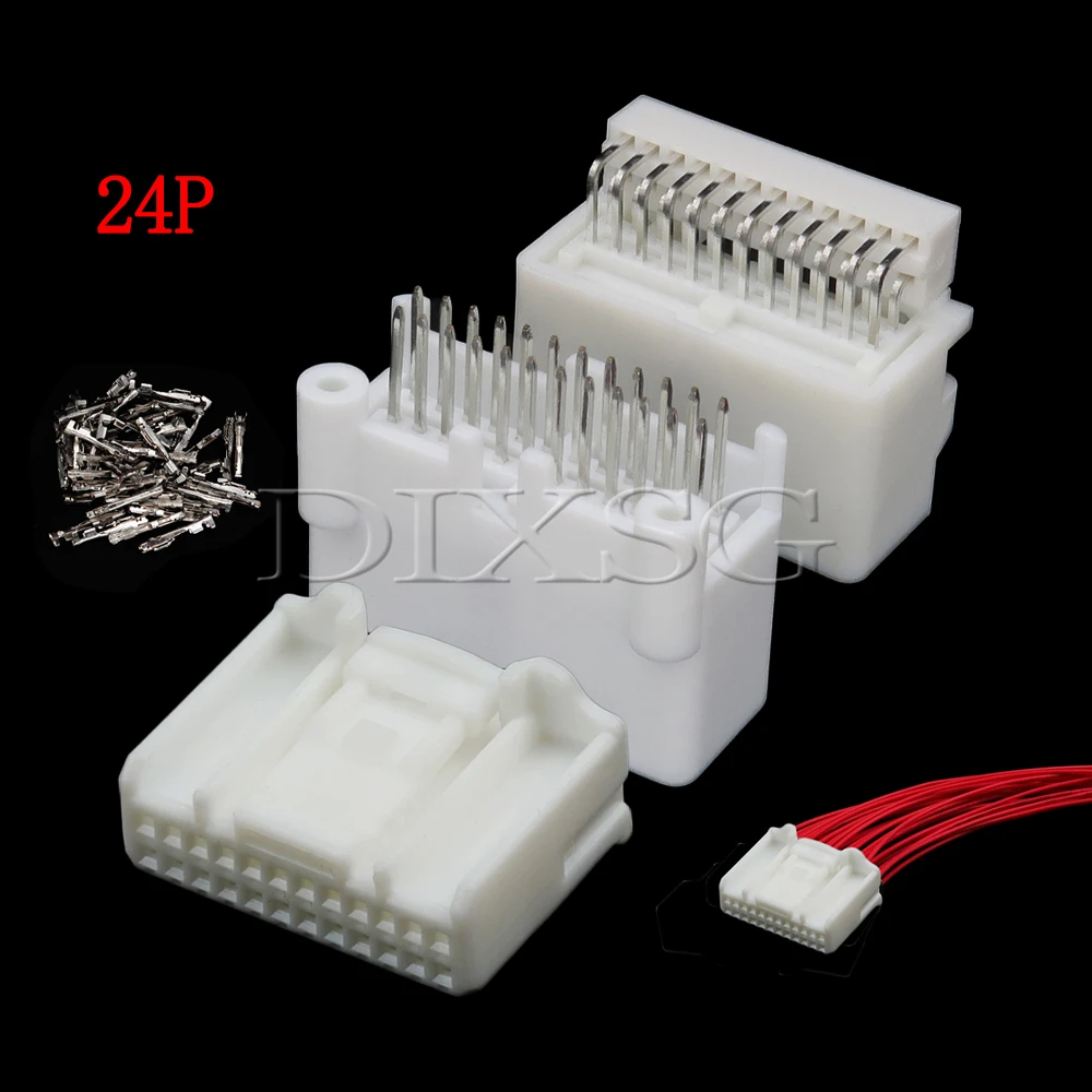 1 Set 24 Pin 1376111-2 1318853-2 1318917-1 1376103-1 PCB Connector Car Cable Harness Plug for Audio Navigation Rearview Mirror