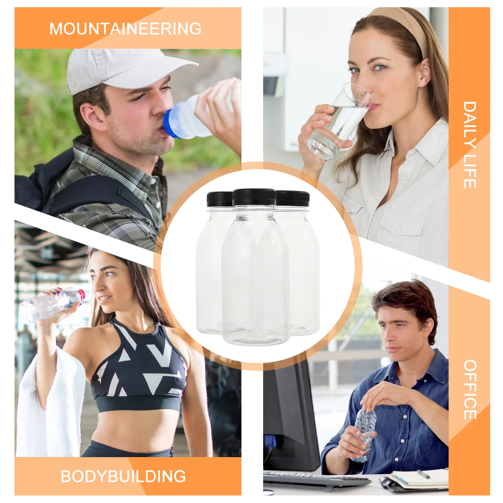 10pcs 300Ml Empty Bottles Transparent Juice Storage Bottles For Beverage Smoothie Jam Drink Containers Kitchen Bar Supplies