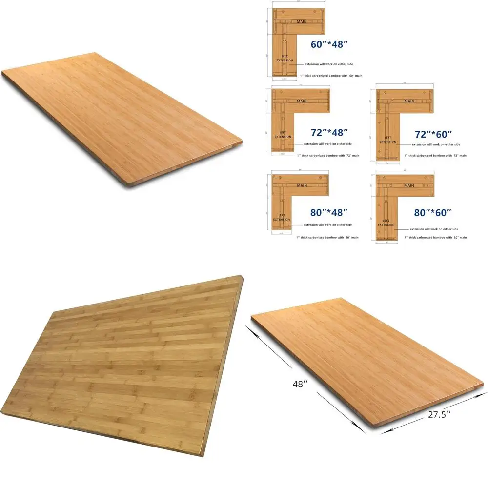 

Solid Bamboo Standing Desk Top, 48 x 27.5 x 1 for Home Office, Right Angle Design