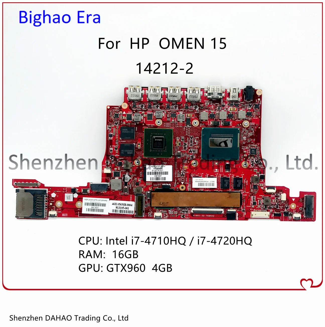 

For HP OMEN 15 15T 15-51 15-52 Laptop Motherboard With i7 CPU 16G-RAM GTX960 4G-GPU 100% Fully Tested 806345-001 806345-601