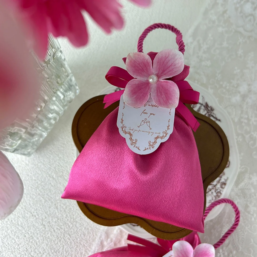 Wedding Candy Bag Silky Storage Bags Candy Box Drawstring Silky Satin Cloth Bag For Wedding Birthday Party Gift Packaging