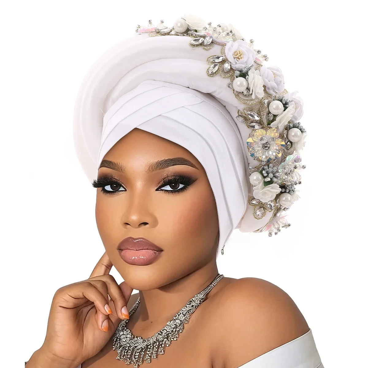 Fashion African Headtie Turban Nigeria Head Ties Flower Braids Head Wraps Wedding Auto Gele Dancing Party Outdoor Headwear