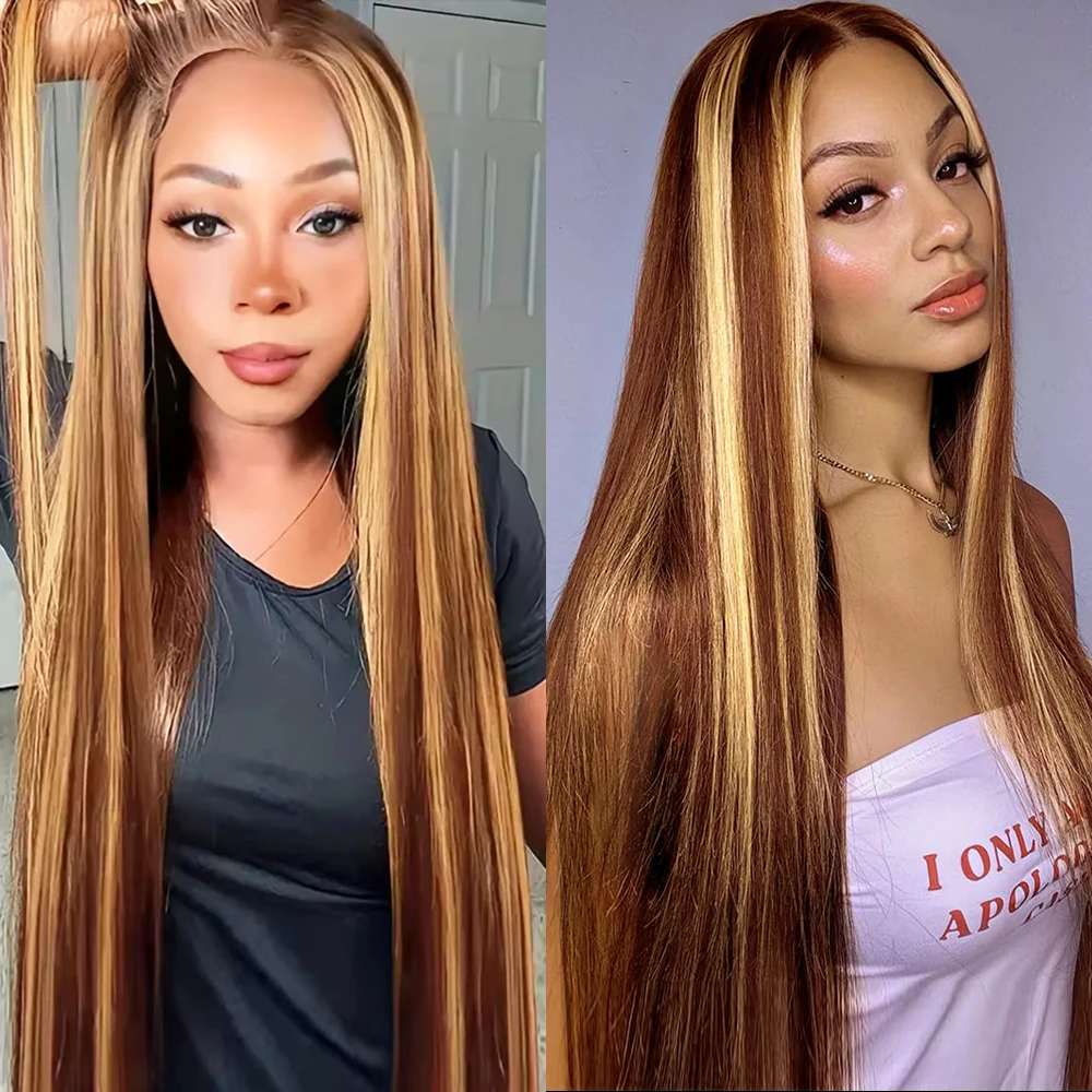 Highlight Straight Wigs Human Hair Wig 13x6 HD Lace Frontal Wig 427 Honey Blonde 13x4 Lace Front Human Hair Wigs For Women