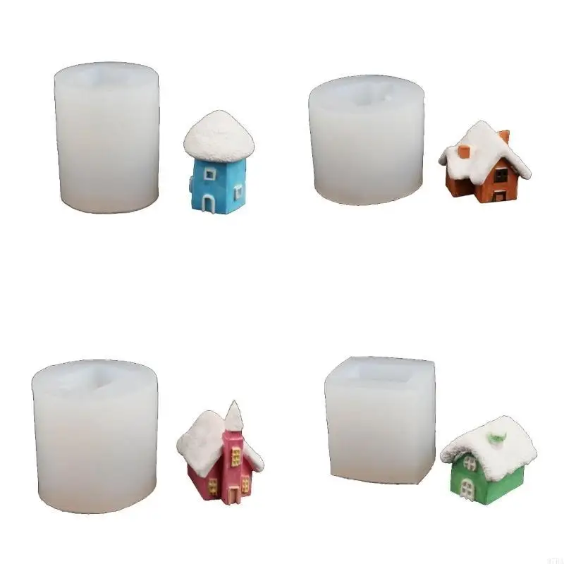 

97BA 4x/Set Castings Mould DIY Molds Small House Silicone Molds