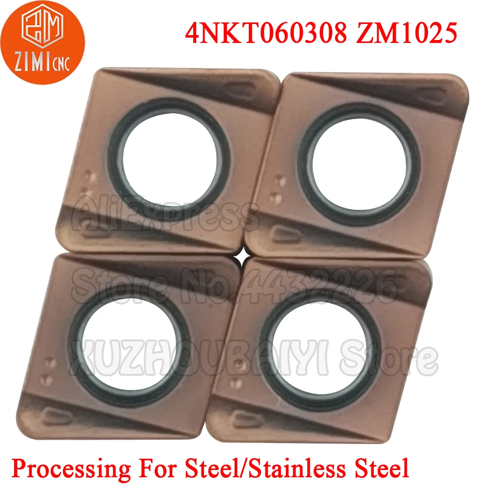 10 قطعة 4NKT060308 ZM1025 4NKT 060308 ZM1025 كربيد سريع تغذية طحن إدراج تحول أدوات 4NKT سريع طحن القاطع مطحنة شفرة