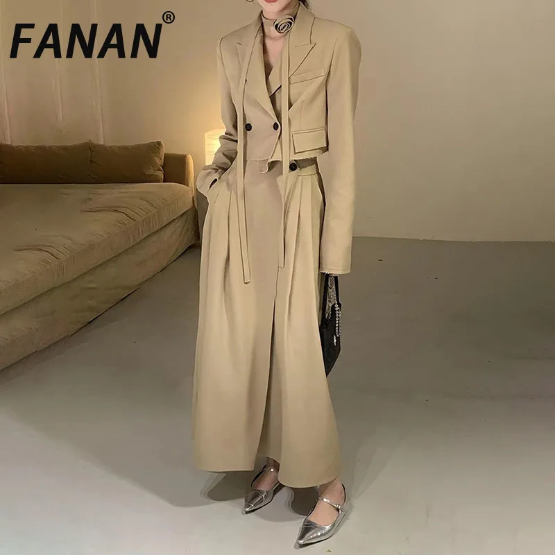 

FANAN Temperament 2 Piece Set Womens 3D Flower Design Short Blazers+high Waist A-line Mid-length Skirts Elegant 2025 Spring New