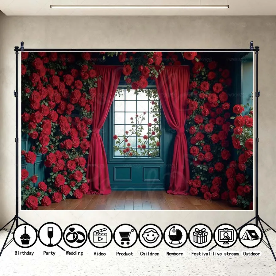 MOON.QG – arrière-plan de photographie pour la saint-valentin, cœur, fleurs roses, camion Vintage, accessoires pour amoureux, mur Photo pour séance Photo