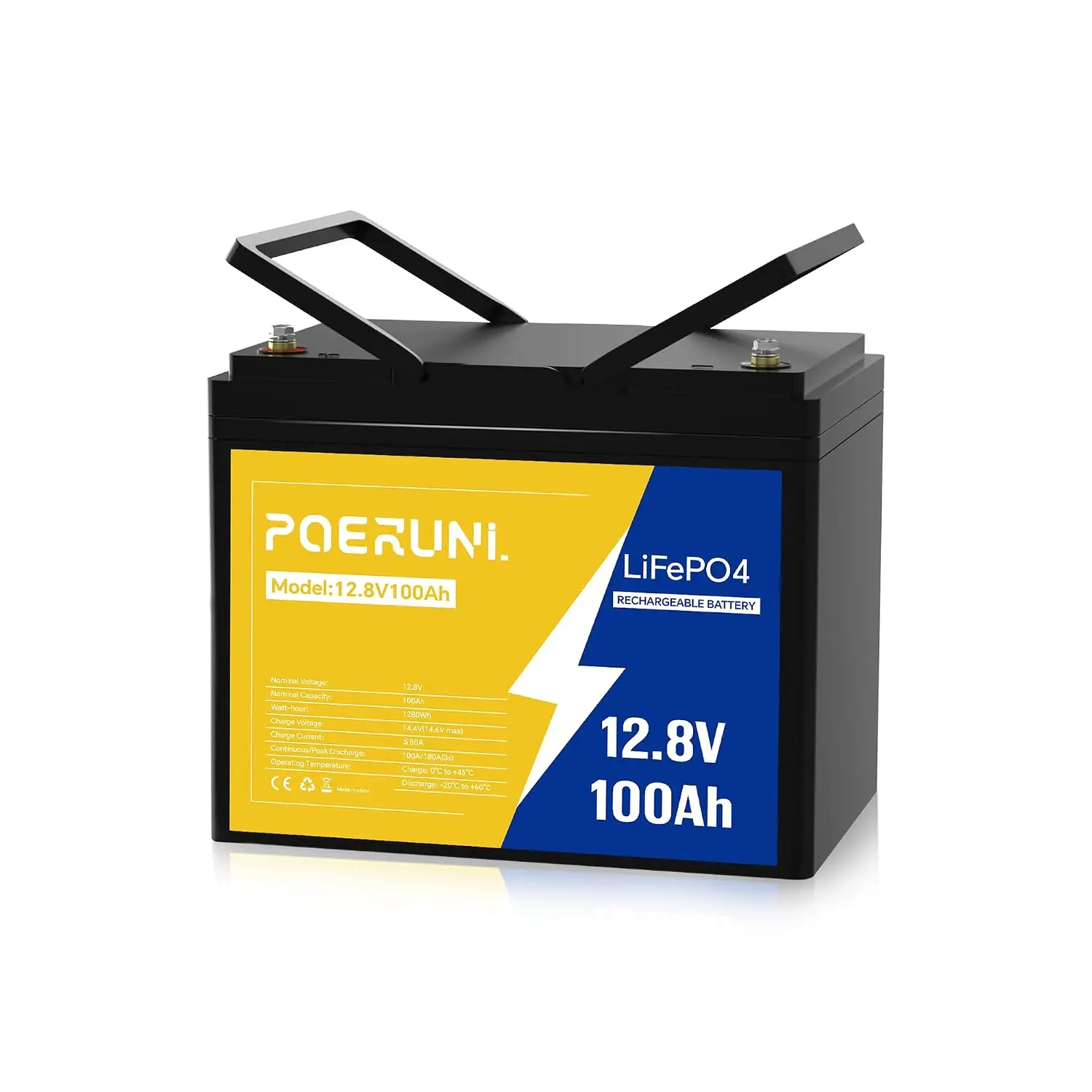 12V 100Ah LiFePO4 Battery 1280Wh Trolling Motor Lithium Deep Cycle Marine Boat RV Solar Energy Storage, Customized