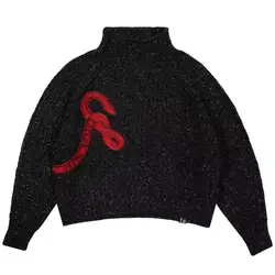 American Vintage Serpentine Jacquard Loose Knit Pullover Sweater Winter New Thick Round Neck Casual Warm Women Wool Sweater
