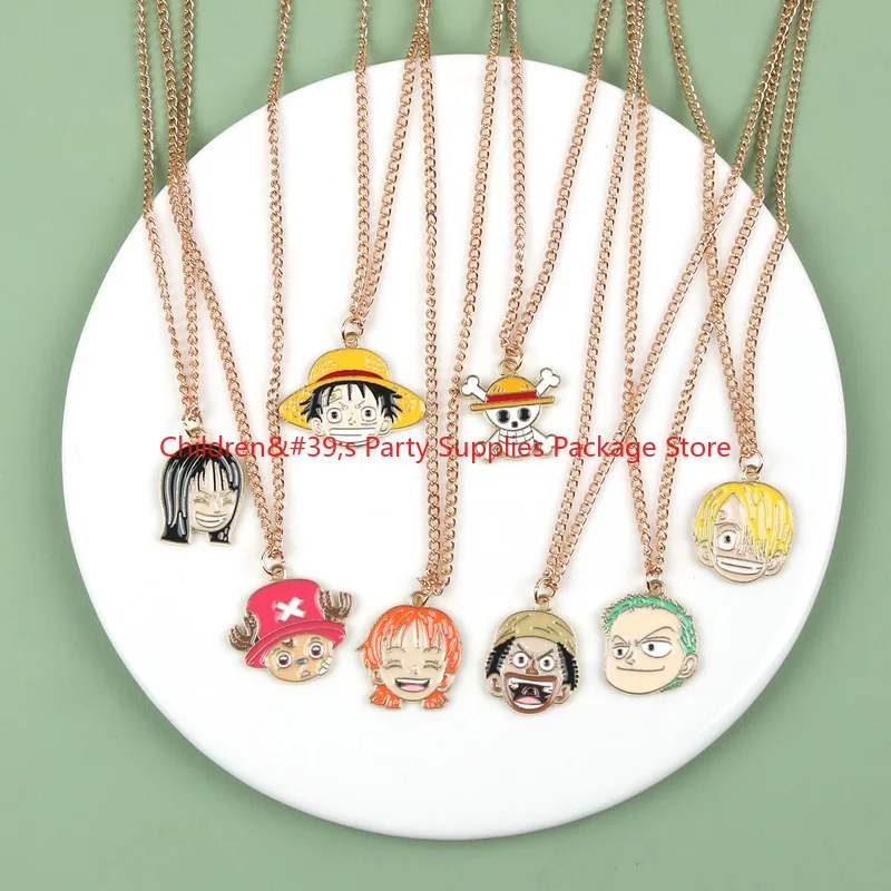 Bandai, 8 piezas, collar de oro de una pieza, unisex, cadena de clavícula compacta y liviana, regalo accesorio de aleación de anime de dibujos animados
