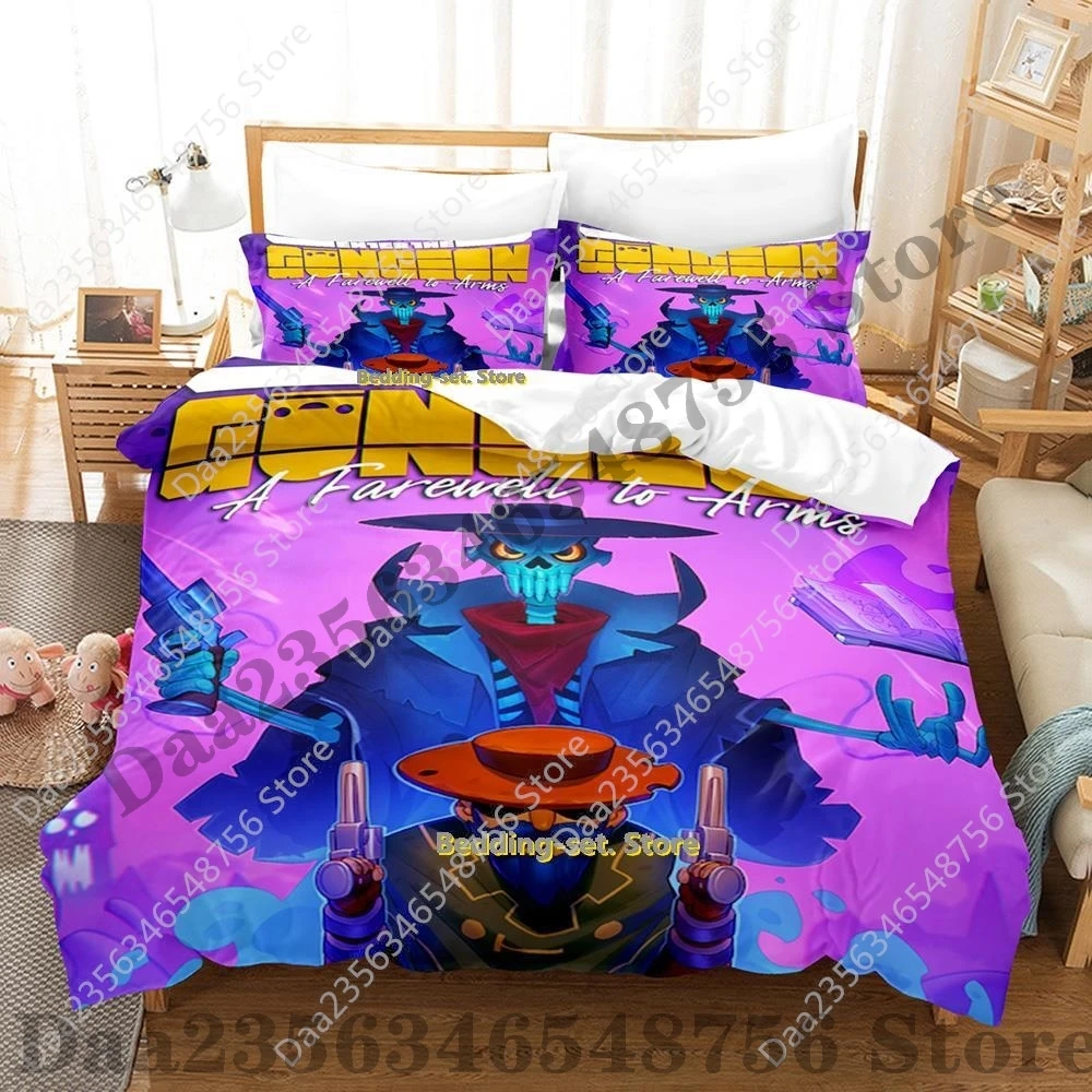 New 2025 Game Enter the Gungeon Bedding Set Single Twin Full Queen King Size Bed Set Adult Kid Bedroom Duvetcover Sets Anime bul