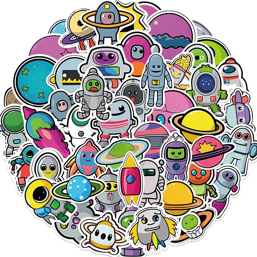 

10/50PCS Cartoon Space aliens Stickers Kawaii Decorative Luggage Laptop Phone Fridge Scrapbook Sticker Kids Graffiti Toys Gift