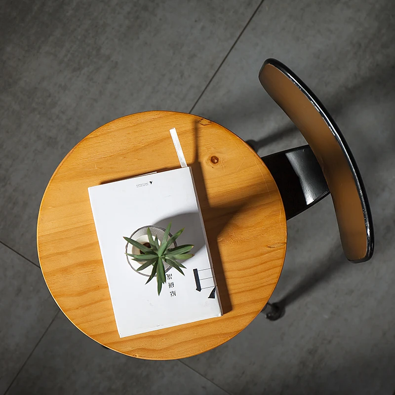 65-85cm Retro Iron Bar Chair with Rotating and Height Adjustable Counter Stools with Lift Mechanism Modern Simple Backrest Stool