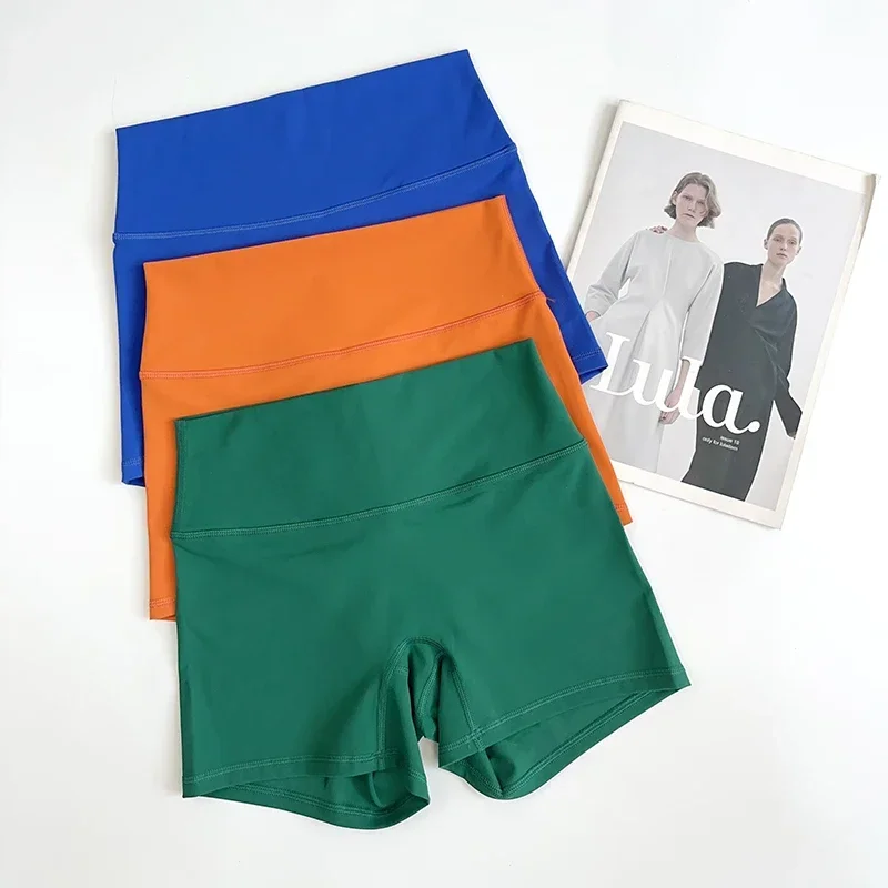 Women Sports Biker Shorts Naked Feeling High Waist Impact Yoga Shorts Push Up Fitness Leggings Tummy Control Yoga Slim Shorts