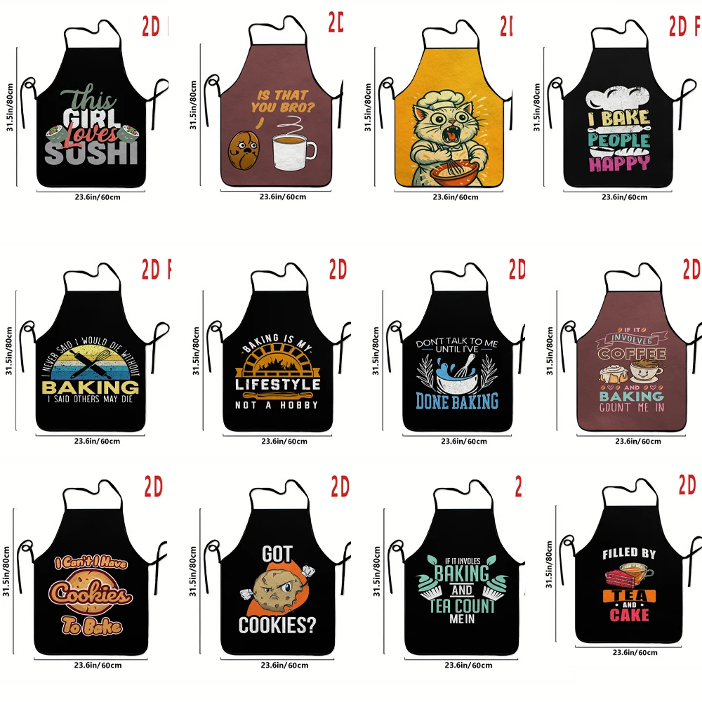 

Multiple sizesBaking Theme Print Apron, Kitchen and Dining Apron, BBQ Apron, Durable and Easy to Clean