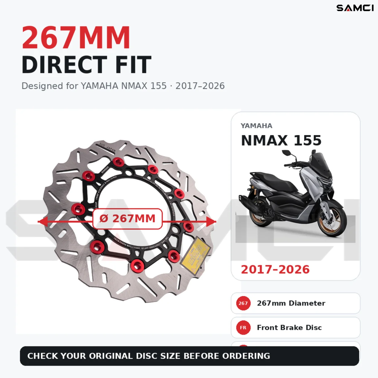 For YAMAHA NMAX155 Nmax 155 NMAX 155 Modification Brake Disc 267MM Floating Disc Modification Parts Motorcycle Parts 2017-2024 image 6