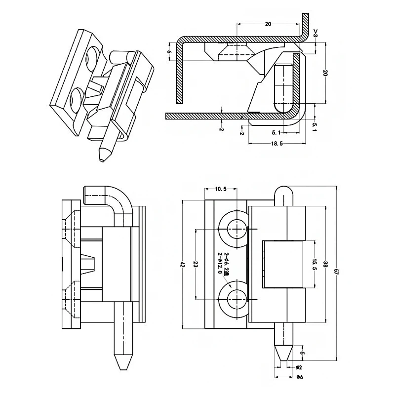 Cabinet Hinge 304 Stainless Steel Hinge Distribution Box Hinge Detachable