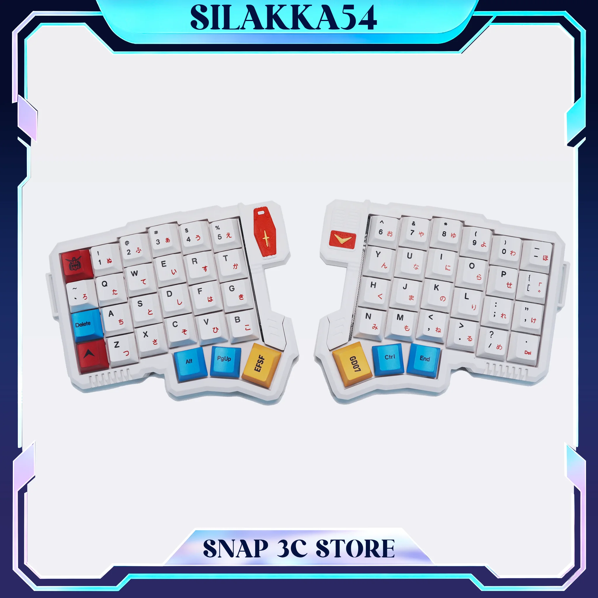 Silakka54 Split Mechanical Keyboard Ergonomic Wired QMK VIAL Programmable 54 Keys DIY Custom with Adjustable Tilting Stand