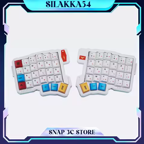 Silakka54 Split Mechanical Keyboard Ergonomic Wired QMK VIAL Programmable 54 Keys DIY Custom with Adjustable Tilting Stand