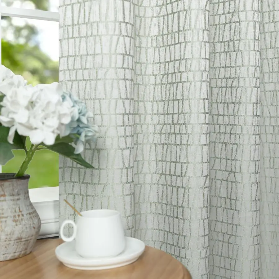 

Зеленые шторы с узором для гостиной в богемном стиле, 50% затемнение, с принтом, на кольцах, геометрический этнический узор «Буффало Плайд»