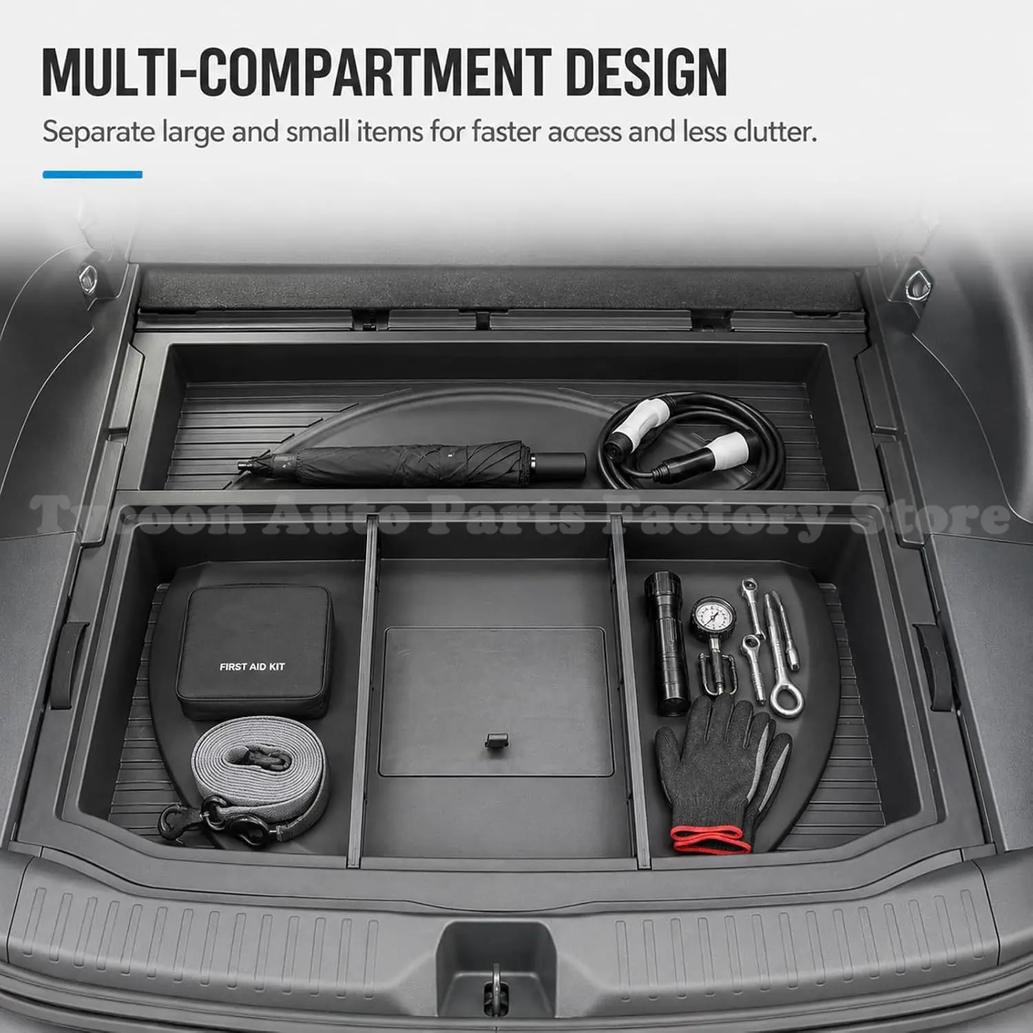 Rear Trunk Under Floor Storage Box for 2026 Toyota RAV4 6th Wildlander, Cargo Organizer Tray Interior Modification Accessories