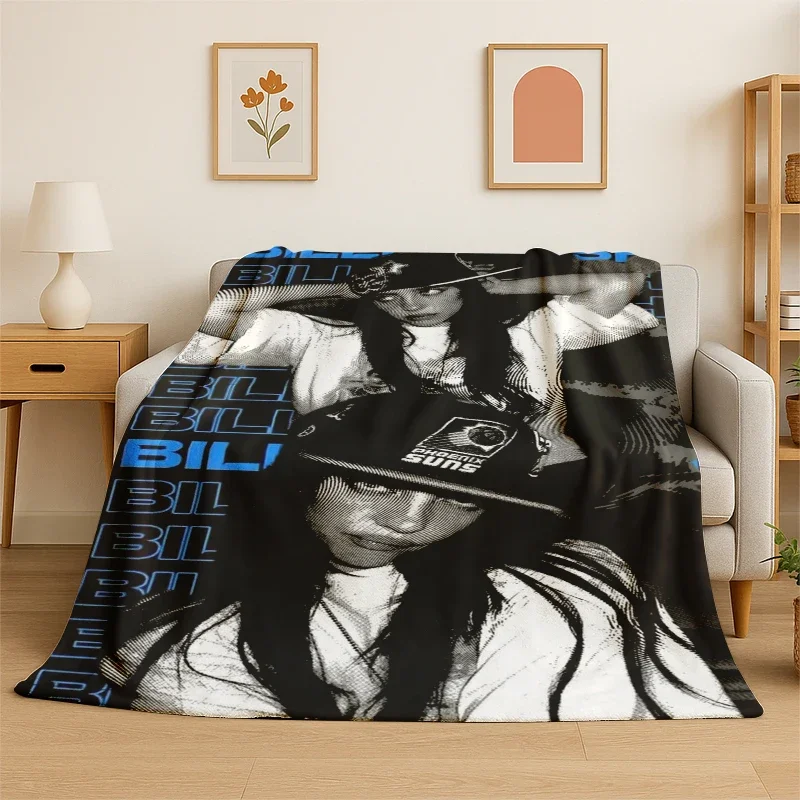 3D B-Billis E-Eilishs Singer Star Flannel Blanket Soft Warm Throw Blanket for Bedroom Living Room Bed Travel Camping Picnic Gift