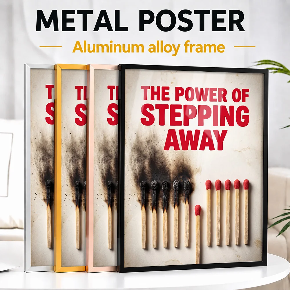 Step Away Motivational Framed Metal Print Customized Bold Typography Wall Art Designed For Home Office And Ambitious Thinkers