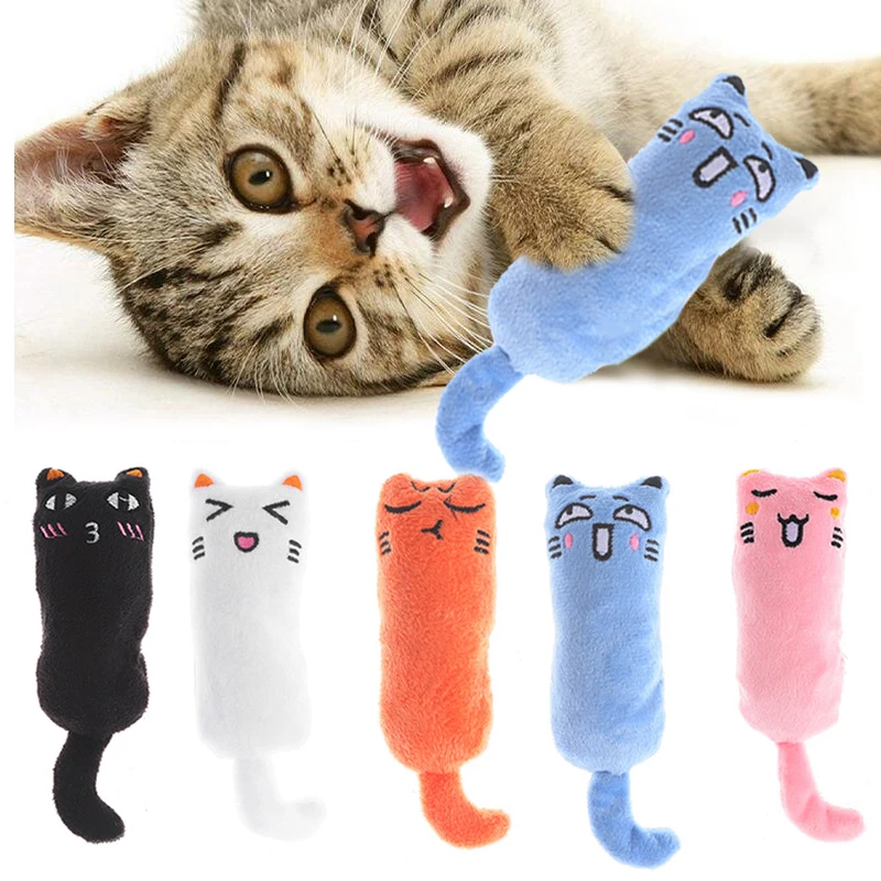 Cute Cat Toys Funny Interactive Plush Cat Toy Mini Teeth Grinding Catnip Toys Kitten Chewing Squeaky Toy Pets Accessories