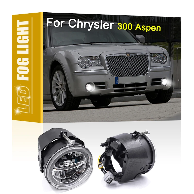 

2Pcs Aluminum Shell Front White LED Fog Lamp Assembly With DRL Daytime Running Light For Chrysler 300 2007-2010 Aspen 2007-2009