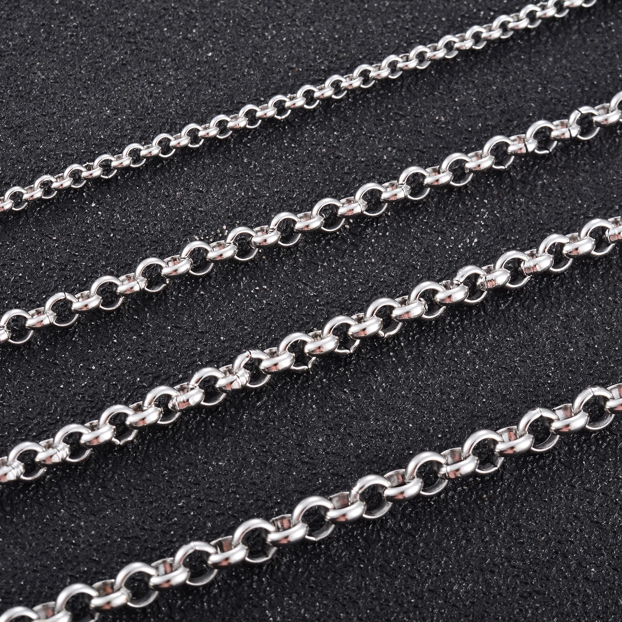 Waterproof Men Women Link O Chain Rolo Round Stainless Steel Necklace on Neck Clavicle High Quality DIY Gift Jewelry Accessories