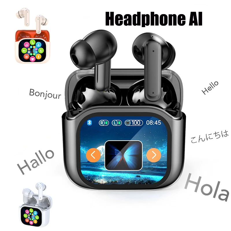 Smart AI Translation Bluetooth Earphones With LCD Display Noise Reduce New Wireless Digital Long Battery Life Display Headphone