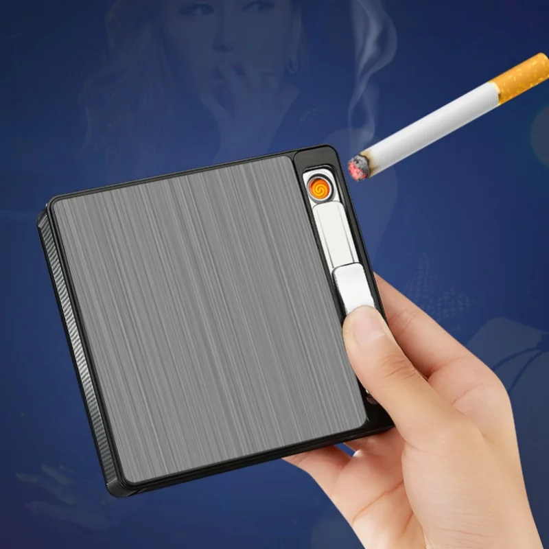Automatic Bounce Thick Cigarette Windproof Jet Blue Flame Butane Gas Lighter Outdoor Moisture proof Portable Lighters Smoking