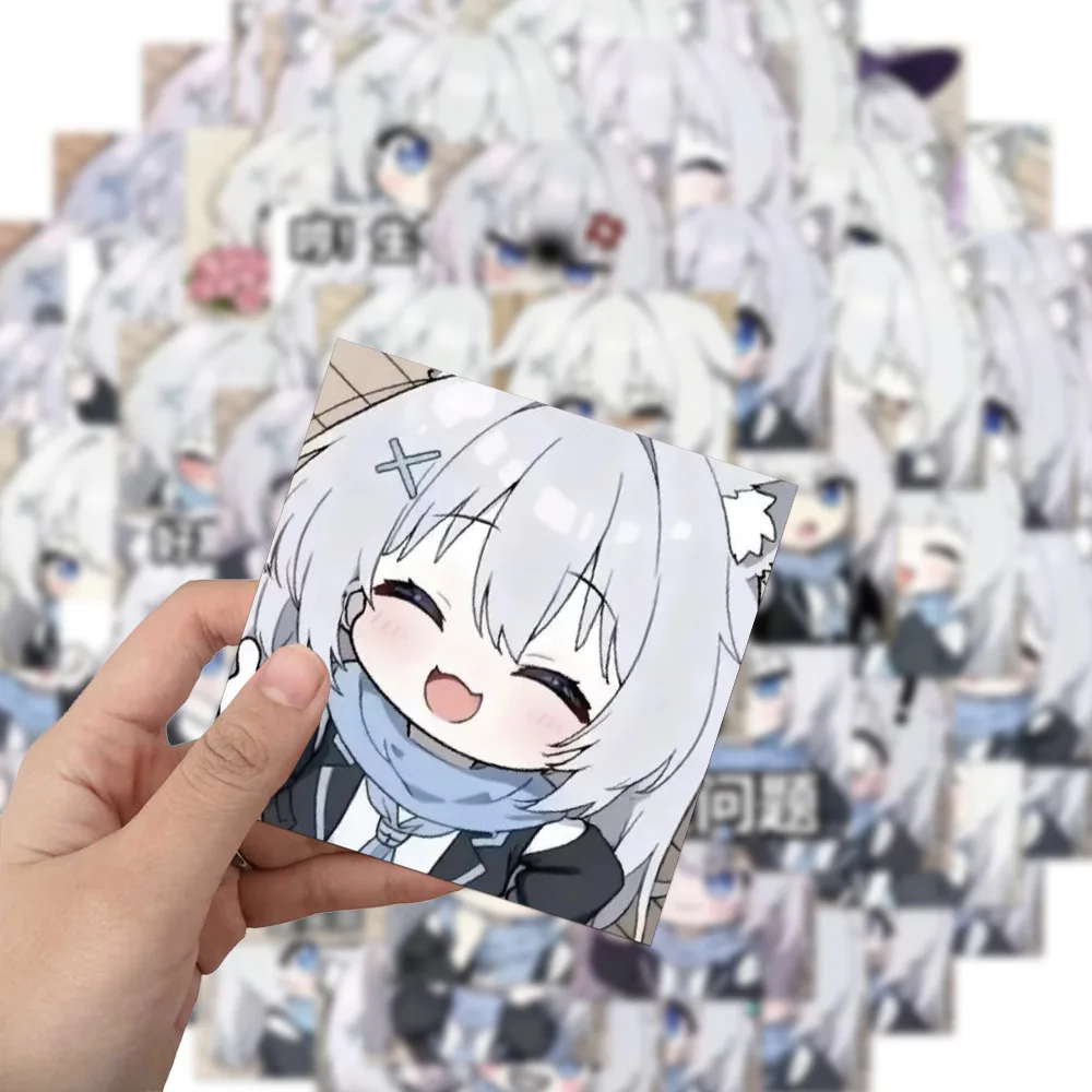 10/62Pcs Anime Game Character Shiroko Sunaookami Q Version Stickers Role Playing Figures Adhesive Decals for Laptop Phone Guitar