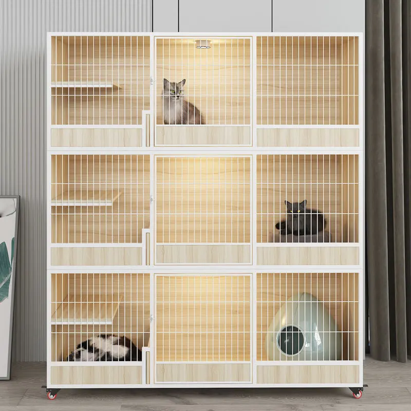Solid wood cat cage Three-layer cabinet Free large space Cat villa house Cat nest breeding Cage Delivery room