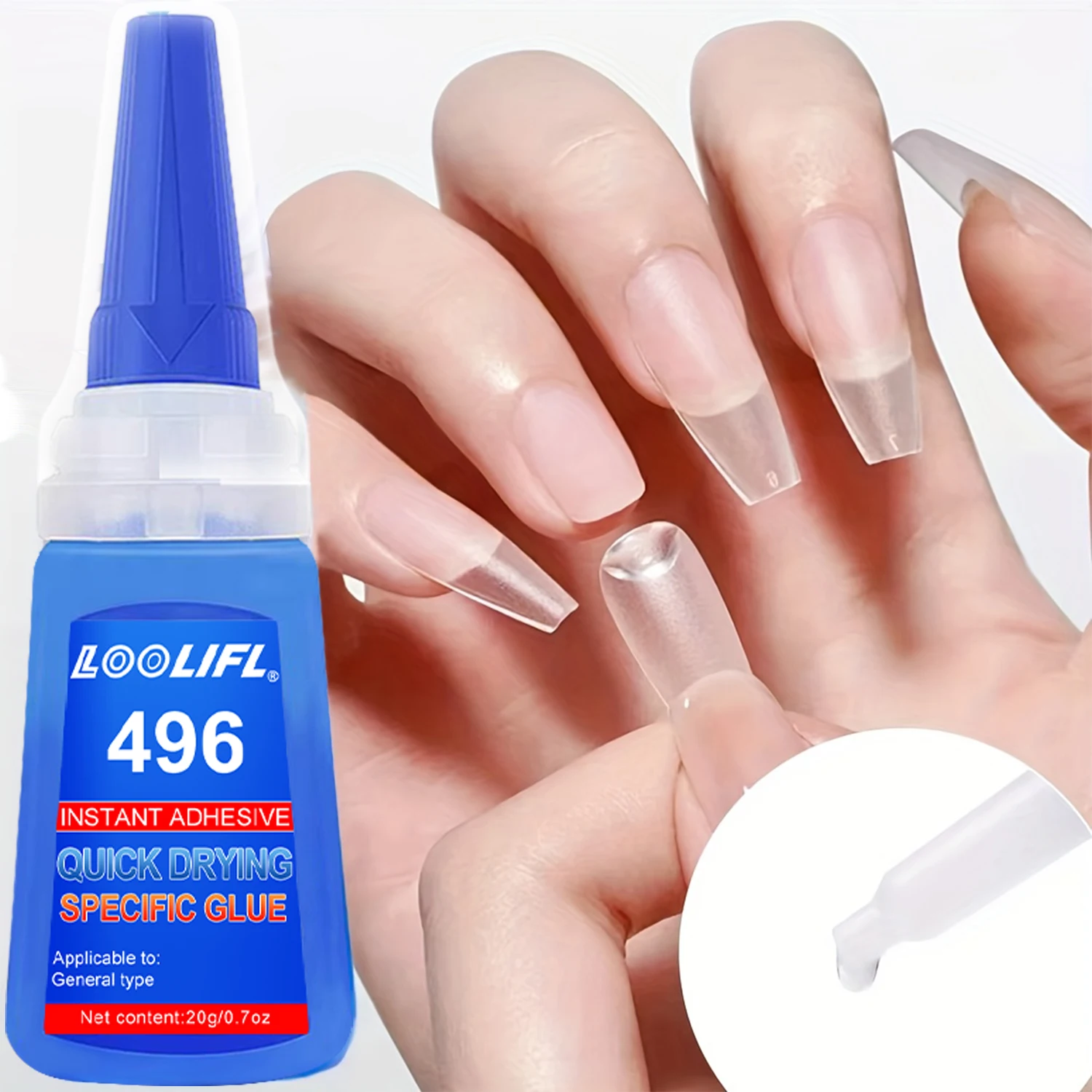 

LOOLIFL 20g Super Strong Nail Glue For False Nails Soft Nail Tips Gel Quick Drying,Suitable For Nail Art Beginners Adhesive Gel