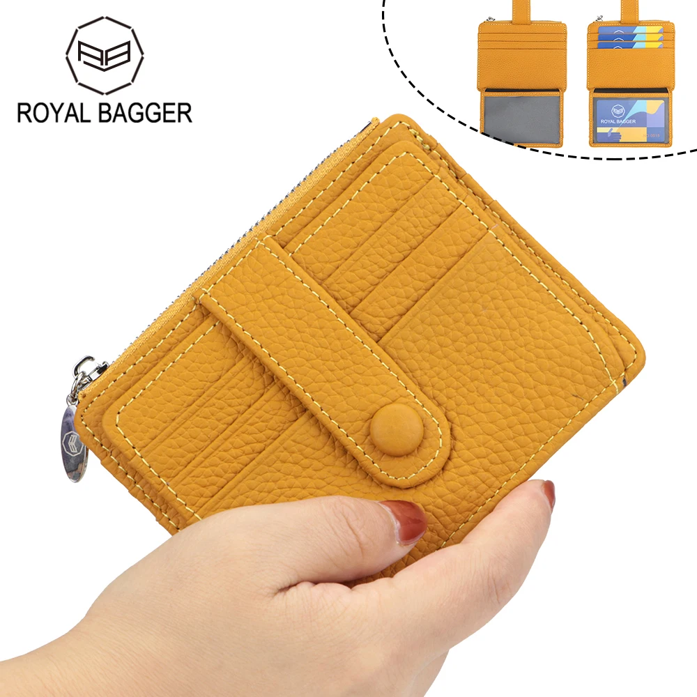 

Royal Bagger Lychee Pattern Card Holder, Solid Color Coin Bag, Perfect Credit Card Case for Daily Use 1572