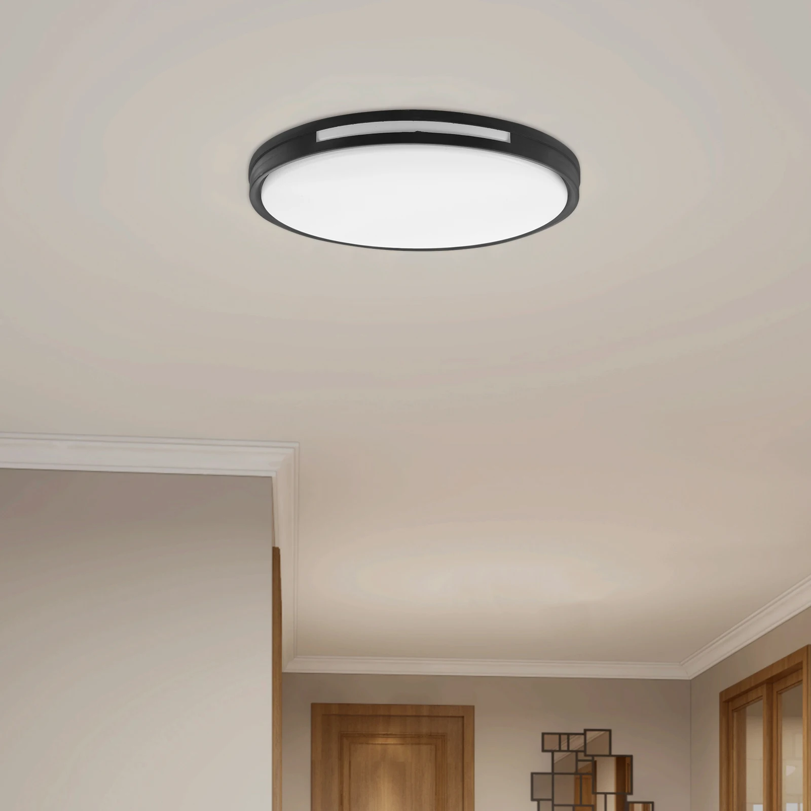 

Round LED Ultra Thin Modern Bedroom Living Room Balcony Plastic Easy Installation Stylish Design Protective Frame