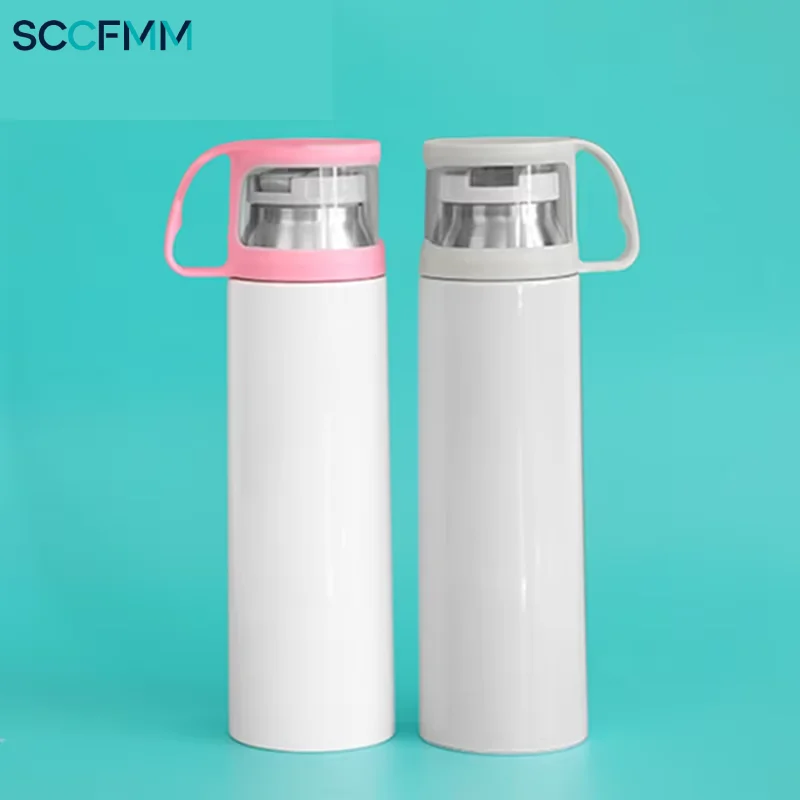 SCCFMM 3Pcs Sublimation Water Bottle 350ml/500ml Stainless Steel Thermal Flask Bottle for Direct Drinking Blank Sport Bottle for