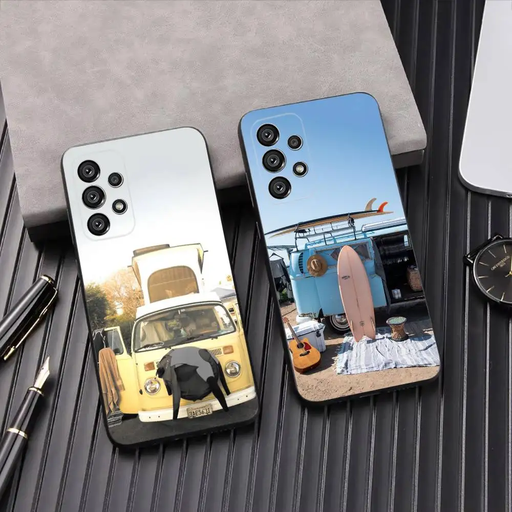 

Combi Van Surf Phone Case For Samsung Galaxy A13,A21s,A22,A31,A32,A52,A53,A71,A80,A91 Soft Black Shell