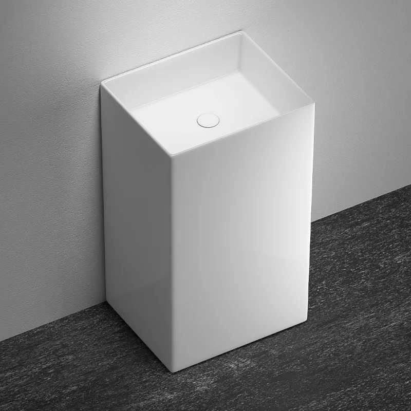 Non-porous ceramic column basin Floor-to-ceiling integrated wash basin Bathroom Square Round
