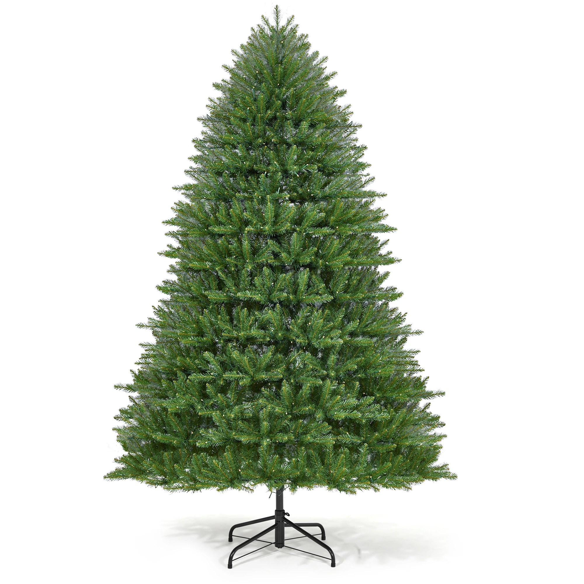 Pre-Lit Artificial Christmas Tree, Full Realistic Pine, 900 LED Lights, 8 Light Patterns, PVC Hybrid Needles, Foot Pedal Switch, Collapsible Stand, Sturdy Metal Base