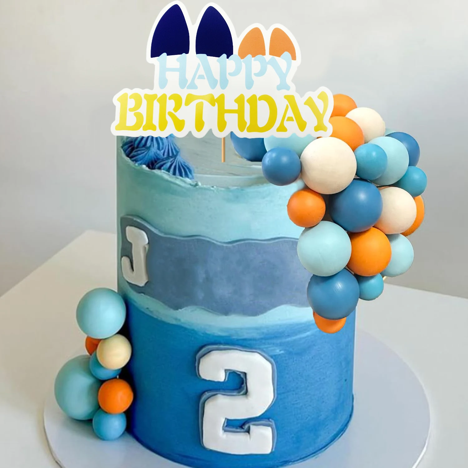 Ballen Cake Toppers Blauw Oranje Verjaardagstaart Decoraties voor Baby Douche Verjaardagstaart Decoreren (blauwe hond)