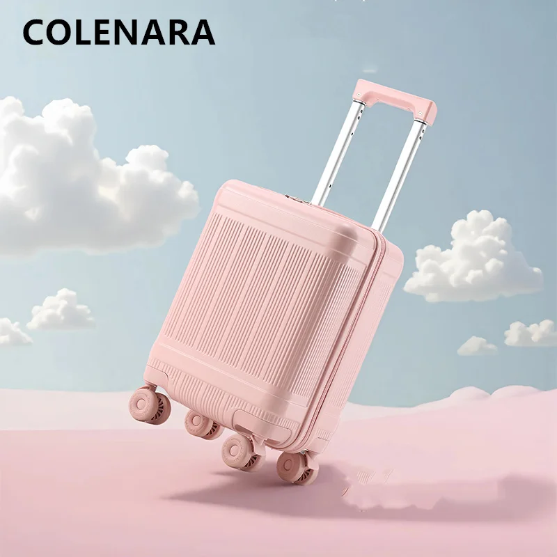 COLENARA Handheld Travel Suitcase 18 Inches ABS + PC Boarding Box Women's Trolley Case Men's Password Box Rolling Luggage