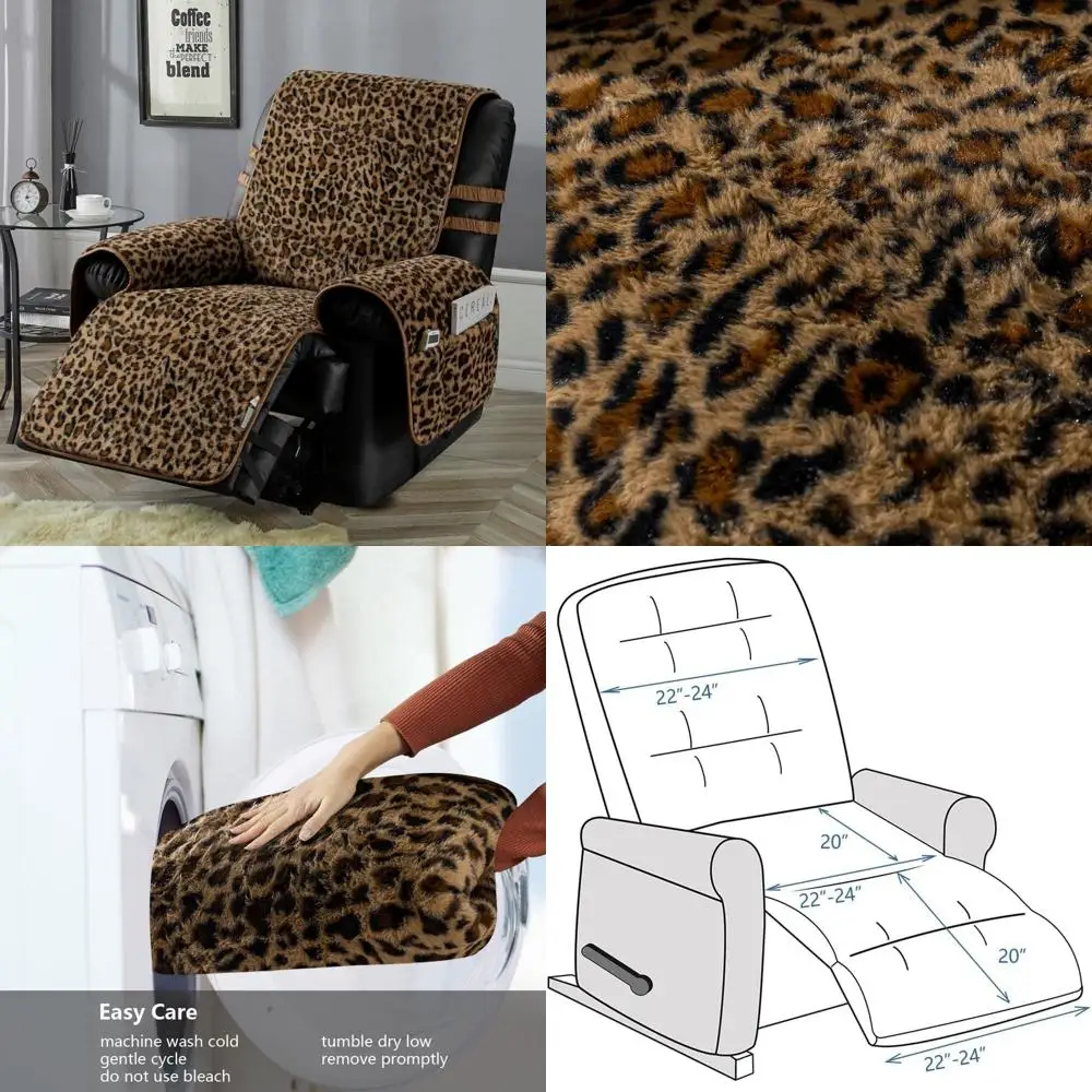 

Leopard Print Recliner Chair Cover, Non-Slip, Secure Fit, 23 Regular Size