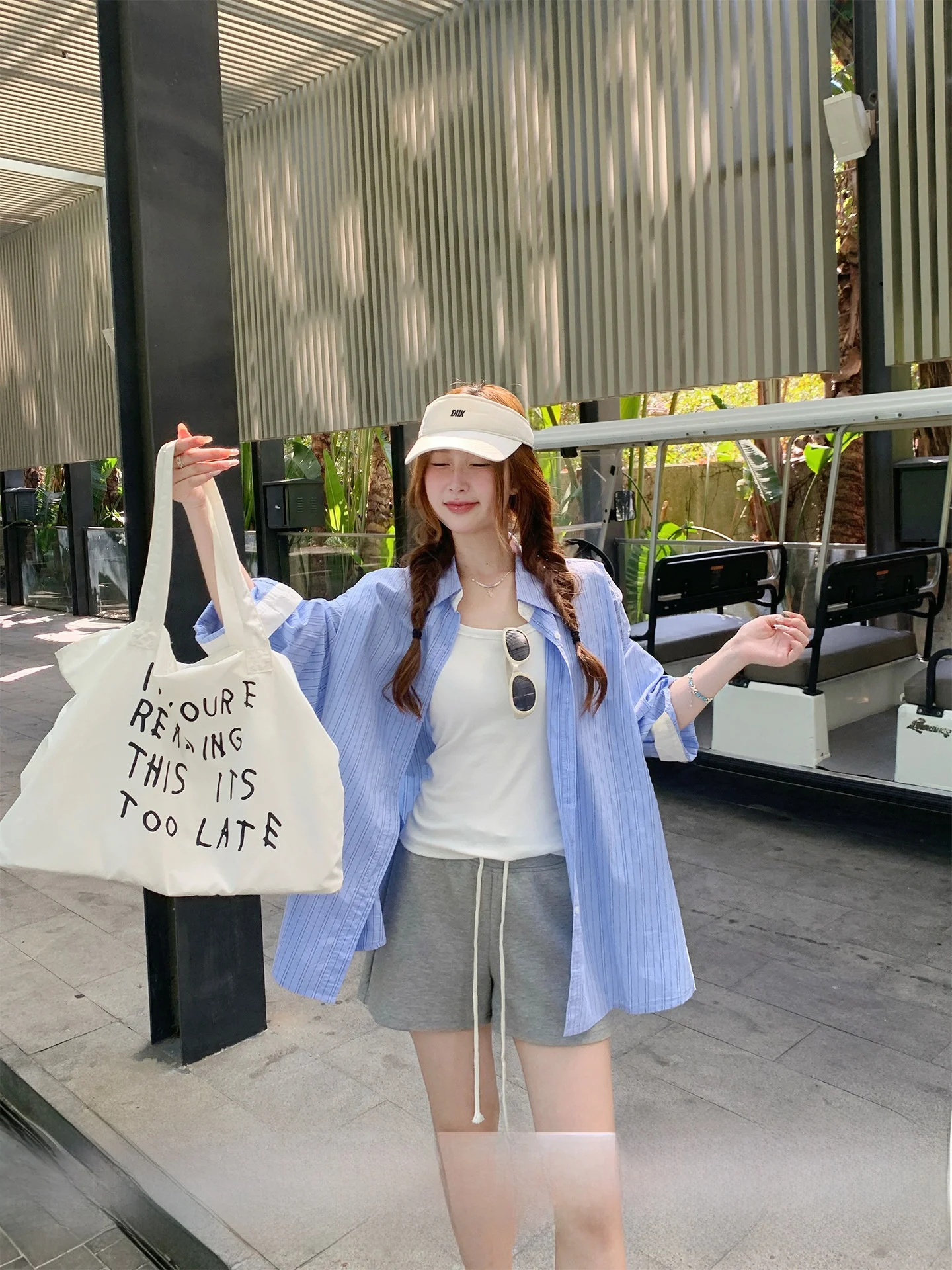 

Su San San Blue Striped Color Blo Women's irt Casual Straight Cut Long Sve Mid-Length Spring 2026 Non-Sinkable