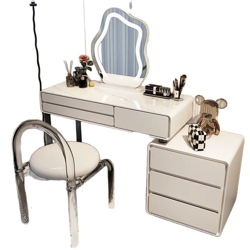

Solid wood rock slab cream wind dresser all solid wood modern simple dressing table storage cabinet table bedroom desk