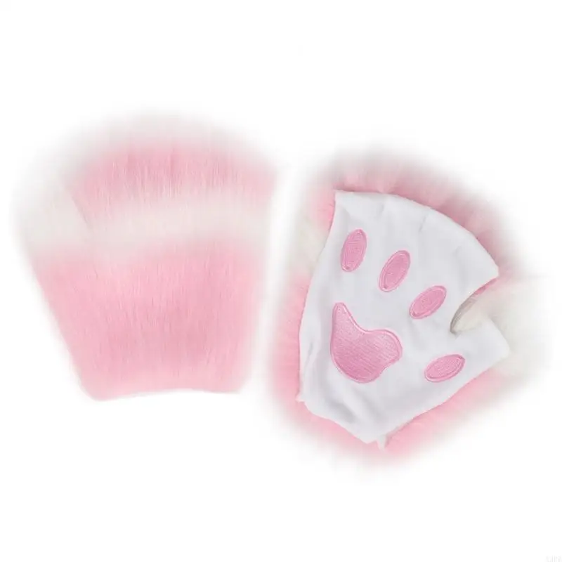 Gants Cosplay pattes chats, joli Design en fausse fourrure, 4 couleurs pour adultes enfants