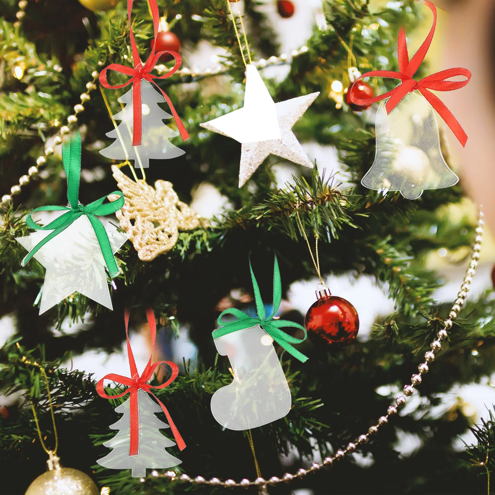 

20Pcs Transparent Christmas Acrylic Ornaments Festive Hanging Decorations Tree Decor Supplies