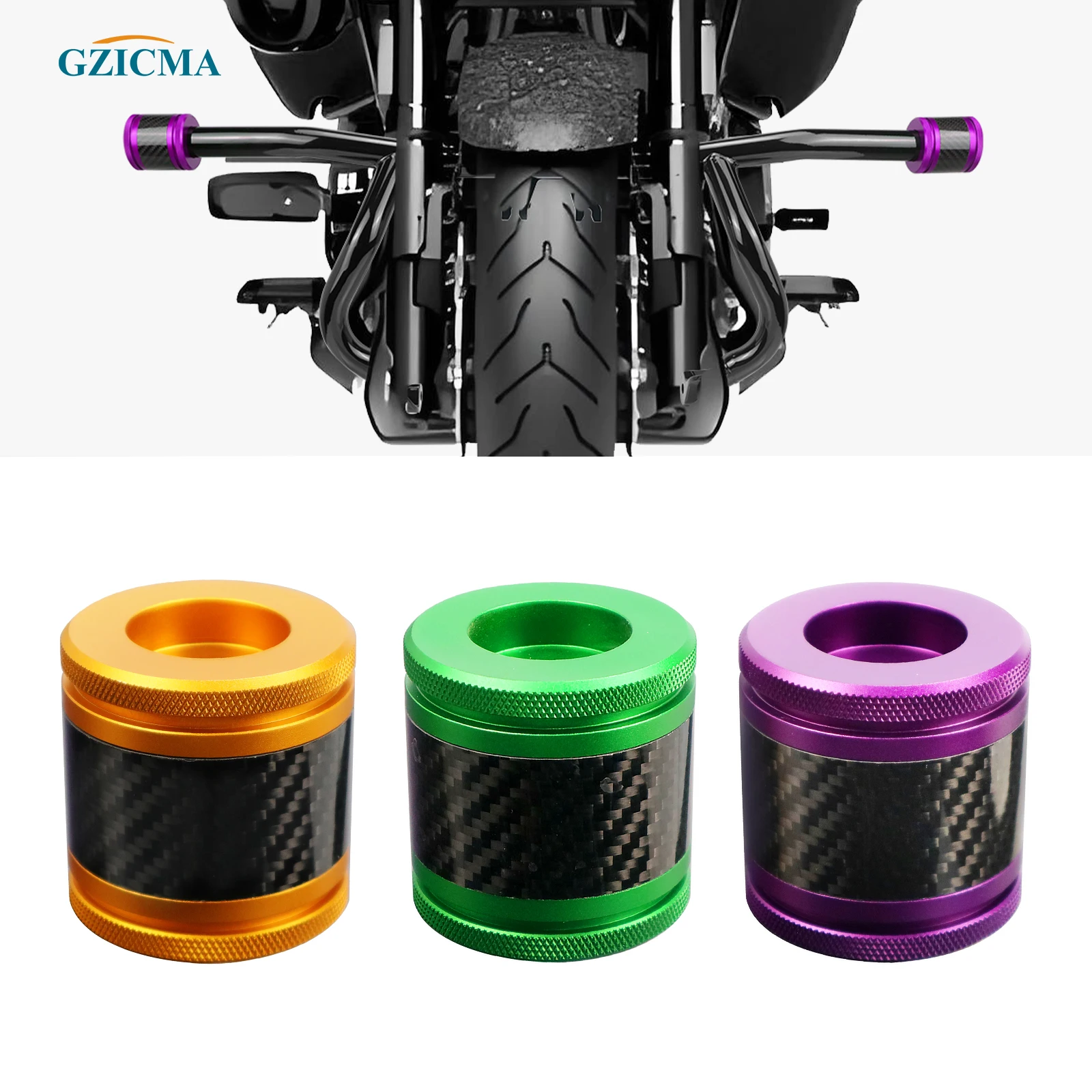 

GZICMA Motorcycle Crash Bar CNC Aluminum End Caps for Harley Touring Softail Sportster Engine Guard Saddlebag Guards Ends 2PCS